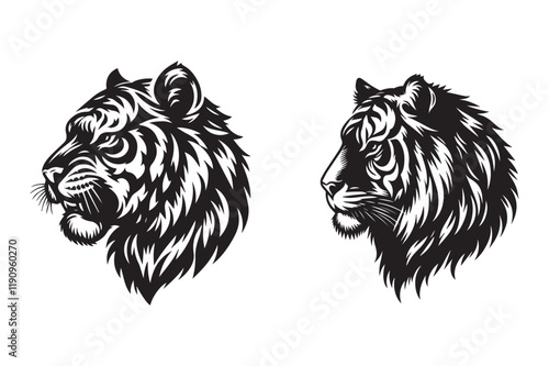 bengal tiger head silhouette vector photo