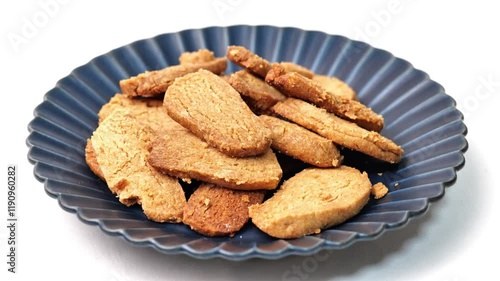 baked cookies on a white plate at home