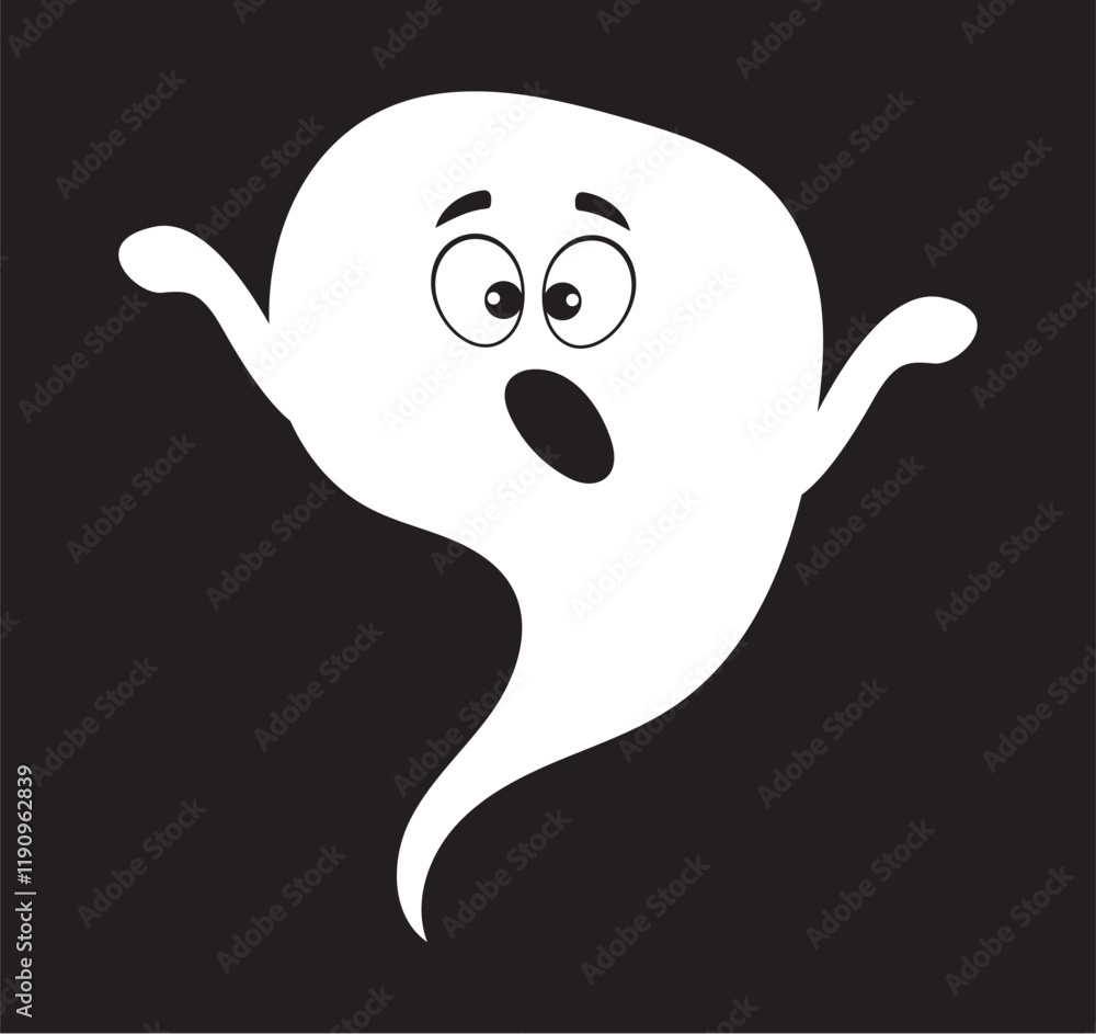 Doodle cartoon ghost character isolated concept. Vector flat graphic design Doodle cartoon ghost character isolated concept. Vector flat graphic design
