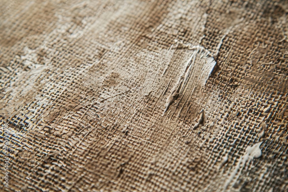 Fototapeta premium Close-up of textured canvas with layered paint, showcasing artistic technique and material use.
