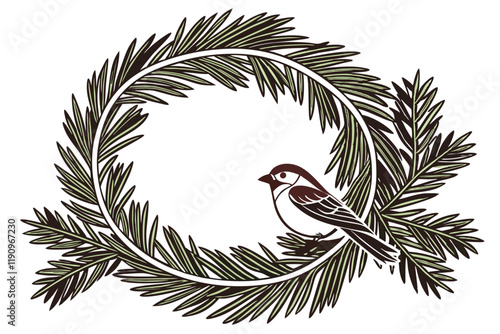 Christmas wreath, evergreen branches, circular shape, pine needles, festive decoration, winter holiday, natural greenery, white background, realistic texture, high detail, studio lighting, isolated ob