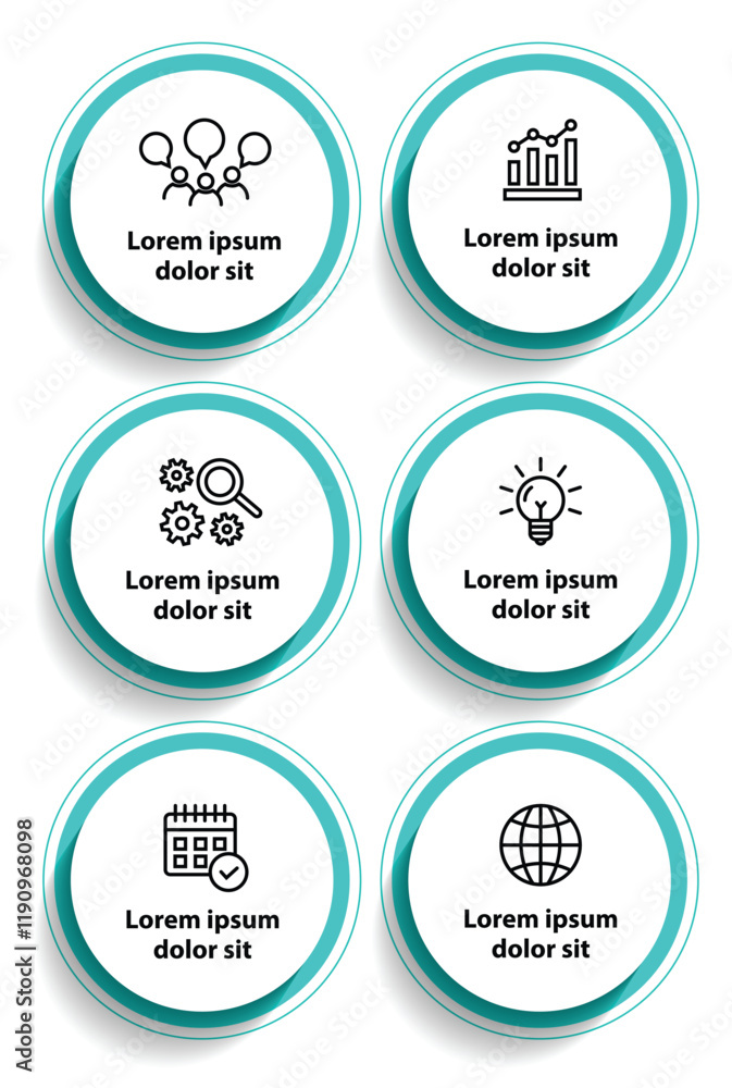 6 steps infographic template with 6 options. Flowchart that can be used for business report, data visualization and presentation. Timeline infographic elements vector illustration. 6 steps infographic template with 6 options. Flowchart that can be used for business report, data visualization and presentation. Timeline infographic elements vector illustration.