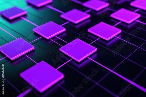 Obraz na płótnie Purple squares arranged on a sleek black diagram with a bright cyan background w salonie