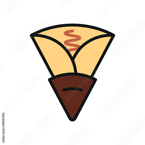 Crepe icon featuring a sleek and appetizing style, ideal for adding charm to café, bakery, or gourmet food-related designs