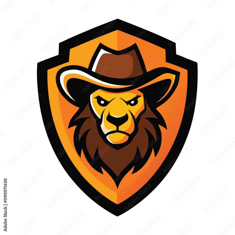 A bold lion-cowboy mascot logo featuring a fierce lion wearing a cowboy hat, with a rugged, confident expression, blending wild strength and Western charm. Perfect for branding! A bold lion-cowboy mascot logo featuring a fierce lion wearing a cowboy hat, with a rugged, confident expression, blending wild strength and Western charm. Perfect for branding!