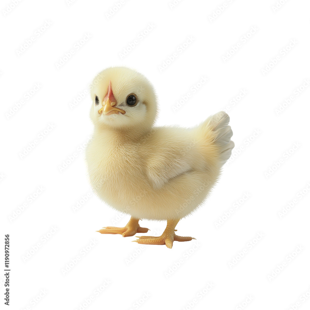 Fototapeta premium Adorable Fluffy Baby Chick on White Background