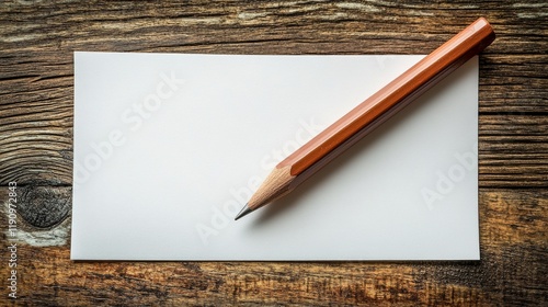 Close view of a sharpened orange pencil resting on blank white paper in a coz...
