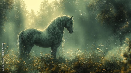 Majestic Centaur in a Mystical Forest. Generative AI photo