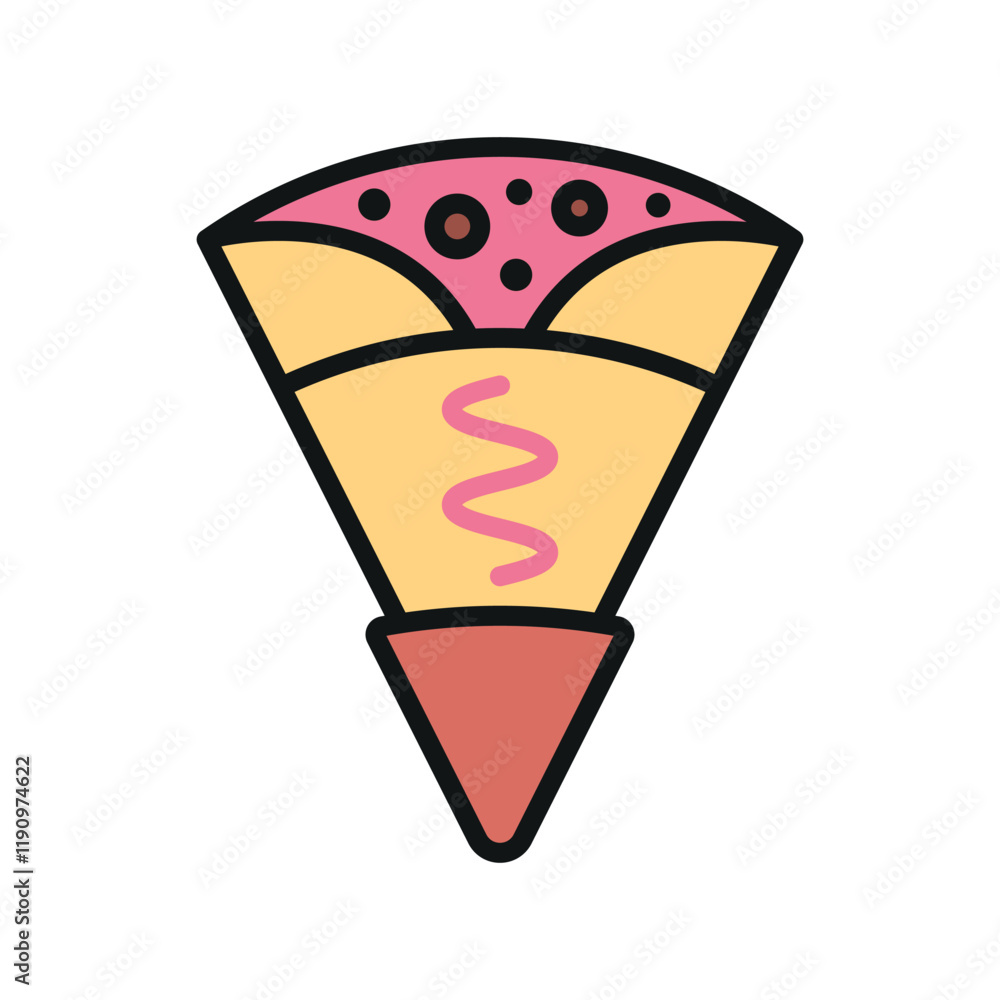 Crepe icon featuring a sleek and appetizing style, ideal for adding charm to café, bakery, or gourmet food-related designs Crepe icon featuring a sleek and appetizing style, ideal for adding charm to café, bakery, or gourmet food-related designs