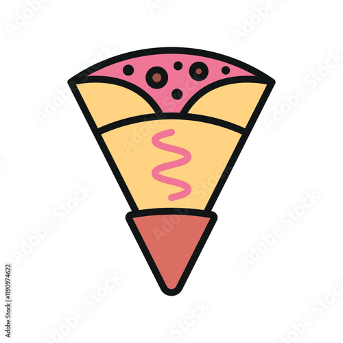 Crepe icon featuring a sleek and appetizing style, ideal for adding charm to café, bakery, or gourmet food-related designs