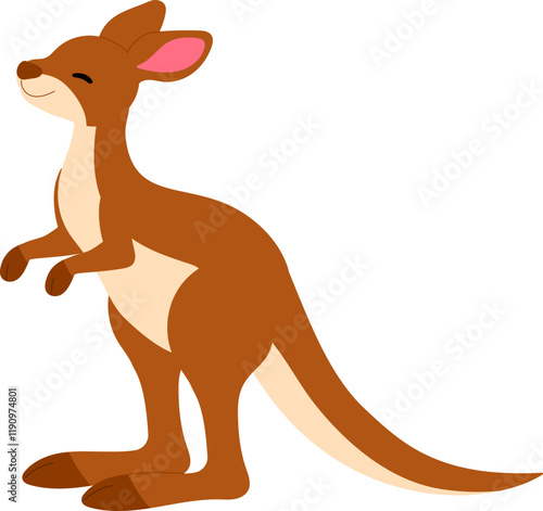 kangaroo cartoon character standing and closing its eyes illustration