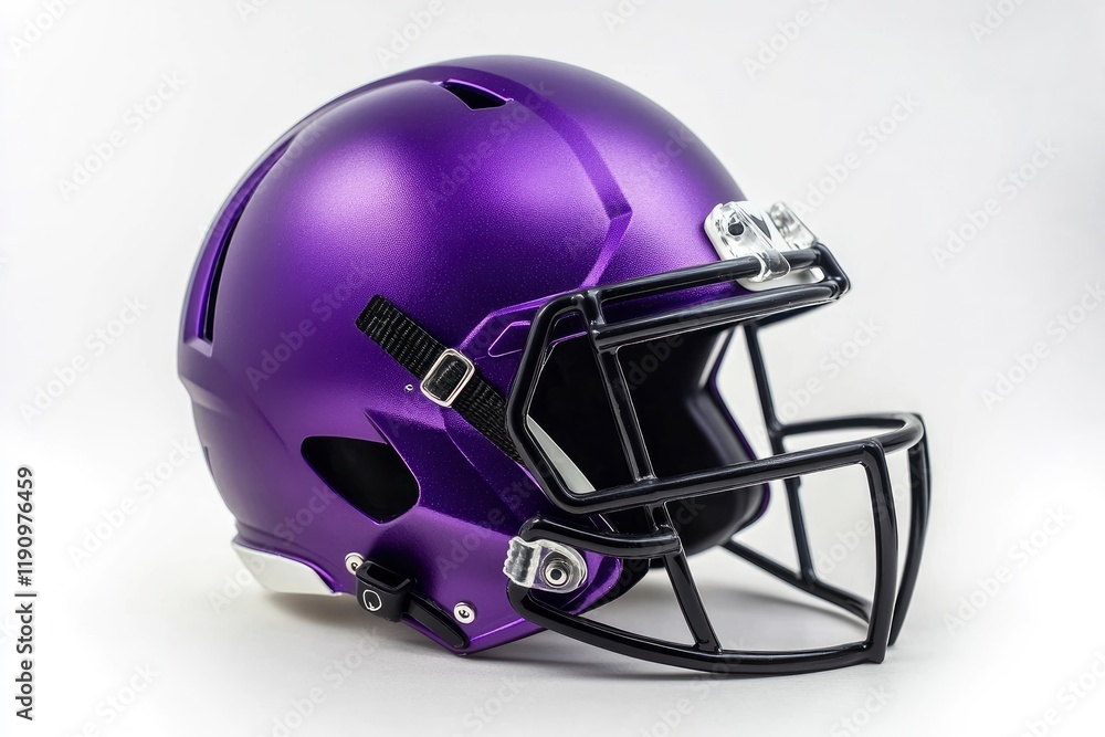 Fototapeta premium Helmet to practice American football in purple on a white background 
