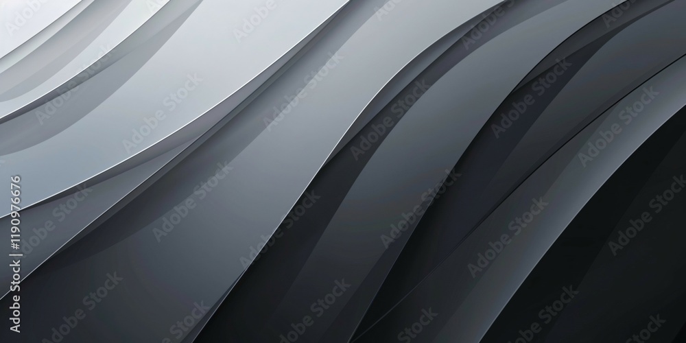 A sleek monochrome background featuring smooth, overlapping curved layers in shades of gray and black A sleek monochrome background featuring smooth, overlapping curved layers in shades of gray and black