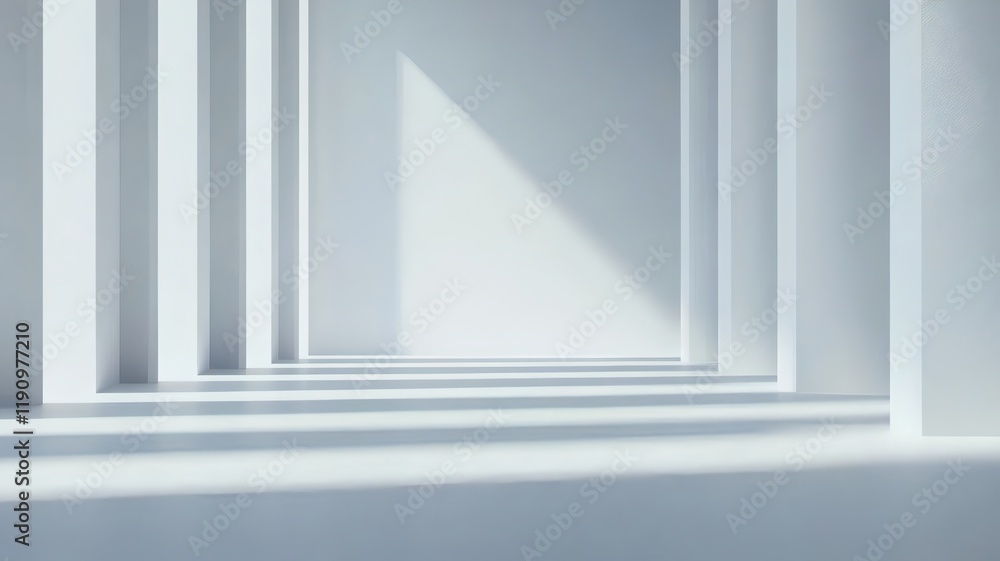 Clean and Minimal White Interior with Dynamic 3D Architectural Geometry Clean and Minimal White Interior with Dynamic 3D Architectural Geometry
