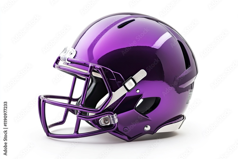 Fototapeta premium Helmet to practice American football in purple on a white background