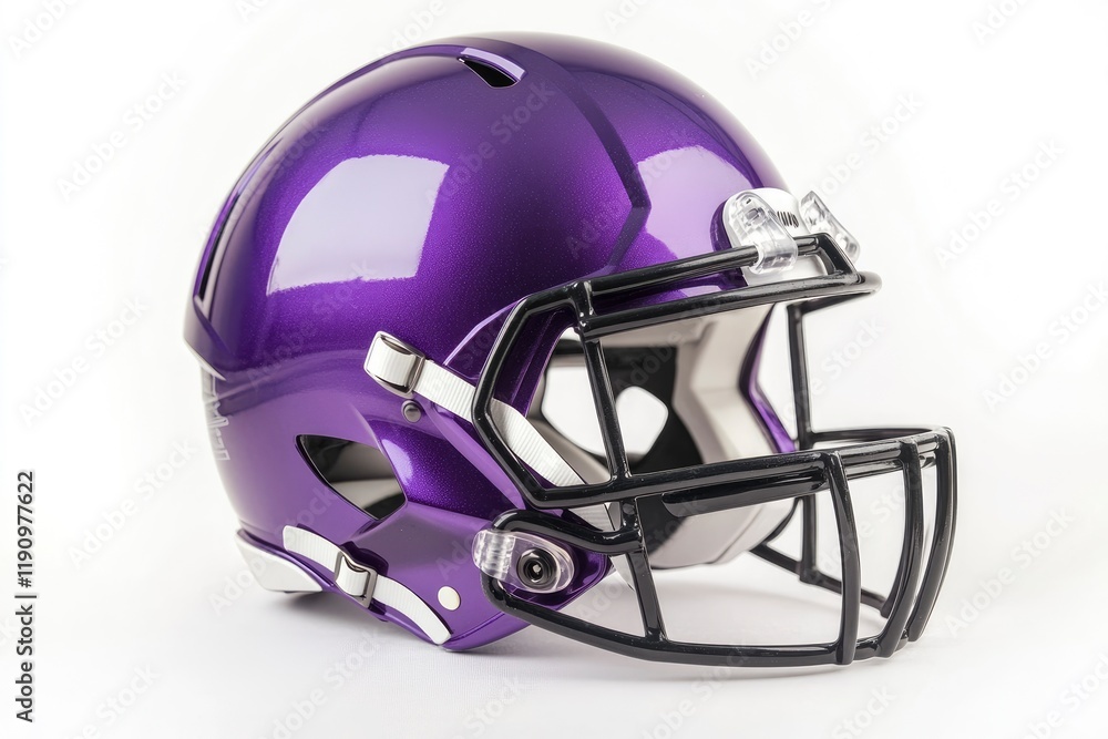 Fototapeta premium Helmet to practice American football in purple on a white background 