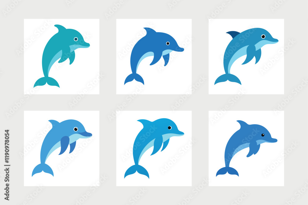 Fototapeta premium Bottlenose dolphin vector art illustration.