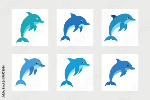  Bottlenose dolphin vector art illustration.