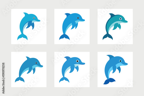  Bottlenose dolphin vector art illustration.
