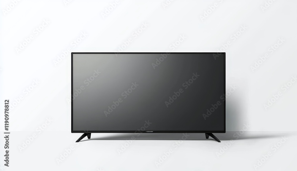 Black Flat Screen TV on White Background Minimalist Product Shot, TV Display, Modern Design Smart TV, Electronics Black Flat Screen TV on White Background Minimalist Product Shot, TV Display, Modern Design Smart TV, Electronics