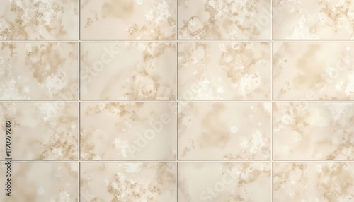 Beige textured tiles arranged in grid pattern. Natural stone-like appearance creates subtle design for interior walls floors. Modern style, suitable for contemporary architecture renovations.
