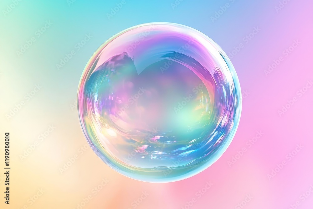 Obraz premium Iridescent Bubble Digital Art, Pastel Sphere, Abstract Concept, Bubble Wallpaper Bubble, Abstract art