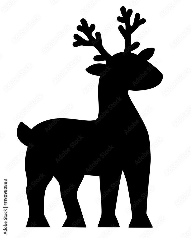 Fototapeta premium Deer, horned wild animal - vector silhouette for logo, pictogram or stencil. Deer silhouette for laser cutting