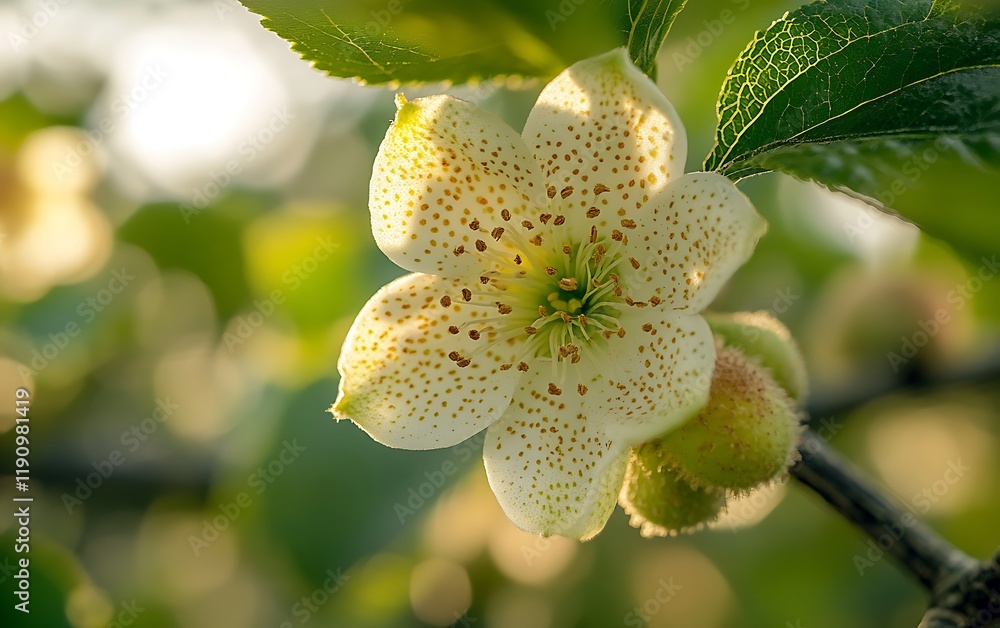 Blooming spotted flower on a tree branch in sunlight Blooming spotted flower on a tree branch in sunlight