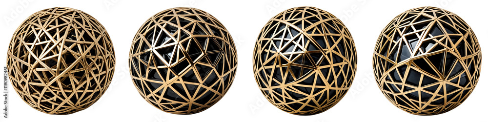 Set of 4 Abstract Geometric Gold Wire Sphere Collection - 3D Metallic Orb Design Elements for Luxury Branding, Modern Decor, and Digital Art Projects Set of 4 Abstract Geometric Gold Wire Sphere Collection - 3D Metallic Orb Design Elements for Luxury Branding, Modern Decor, and Digital Art Projects