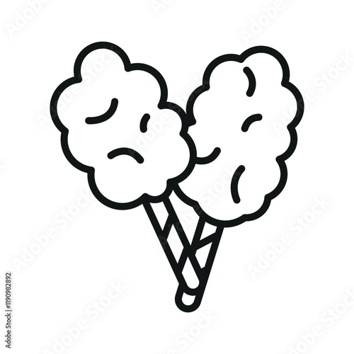 Cotton candy icon featuring a vibrant and whimsical style, ideal for adding a fun and nostalgic touch to party, festival, or confectionery-related designs