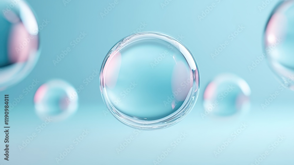 Minimal subtle trend concept. Translucent bubbles with a soft pastel background create a serene and calming atmosphere. Minimal subtle trend concept. Translucent bubbles with a soft pastel background create a serene and calming atmosphere.