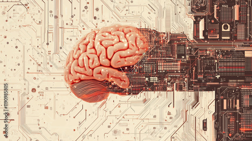 Futuristic Human Brain Integrated with Advanced Technology and Glowing Neural Connections
