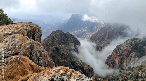 Majestic Mountain Foggy Landscape Viewpoint photo