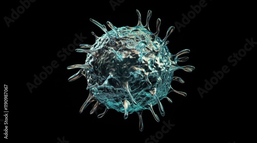 Explore this detailed 3D rendering of a virus particle. Perfect for medical research, biotechnology, and scientific visualization content.