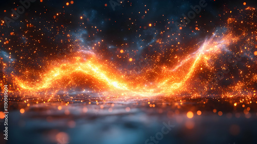 Wallpaper Mural Abstract Glowing Energy Wave with Fire Particles and Smoke Torontodigital.ca