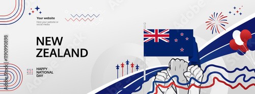 New Zealand Waitangi Day greeting banner. 6th February Happy New Zealand National Day. Holidays illustration concept. Great for event like carnival, feast poster, support, culture and tourism