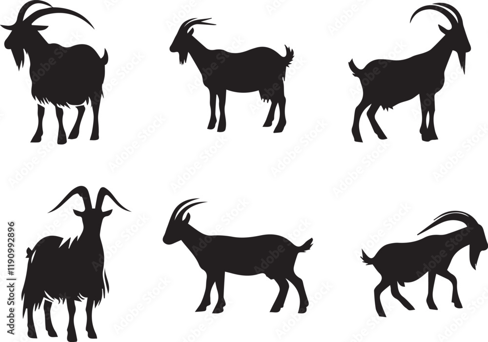 Fototapeta premium goat silhouettes set
