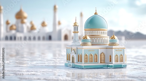 Elegant Mosque Model  Islamic Architecture  Ramadan  Eid photo