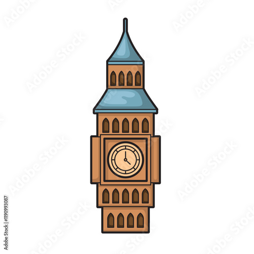 Big Ben clock tower in London for travel brochures, historical websites, city guides, postcards, and educational presentations. Great for British Themed designs