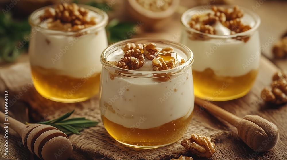 Greek yogurt with walnuts and honey Greek yogurt with walnuts and honey