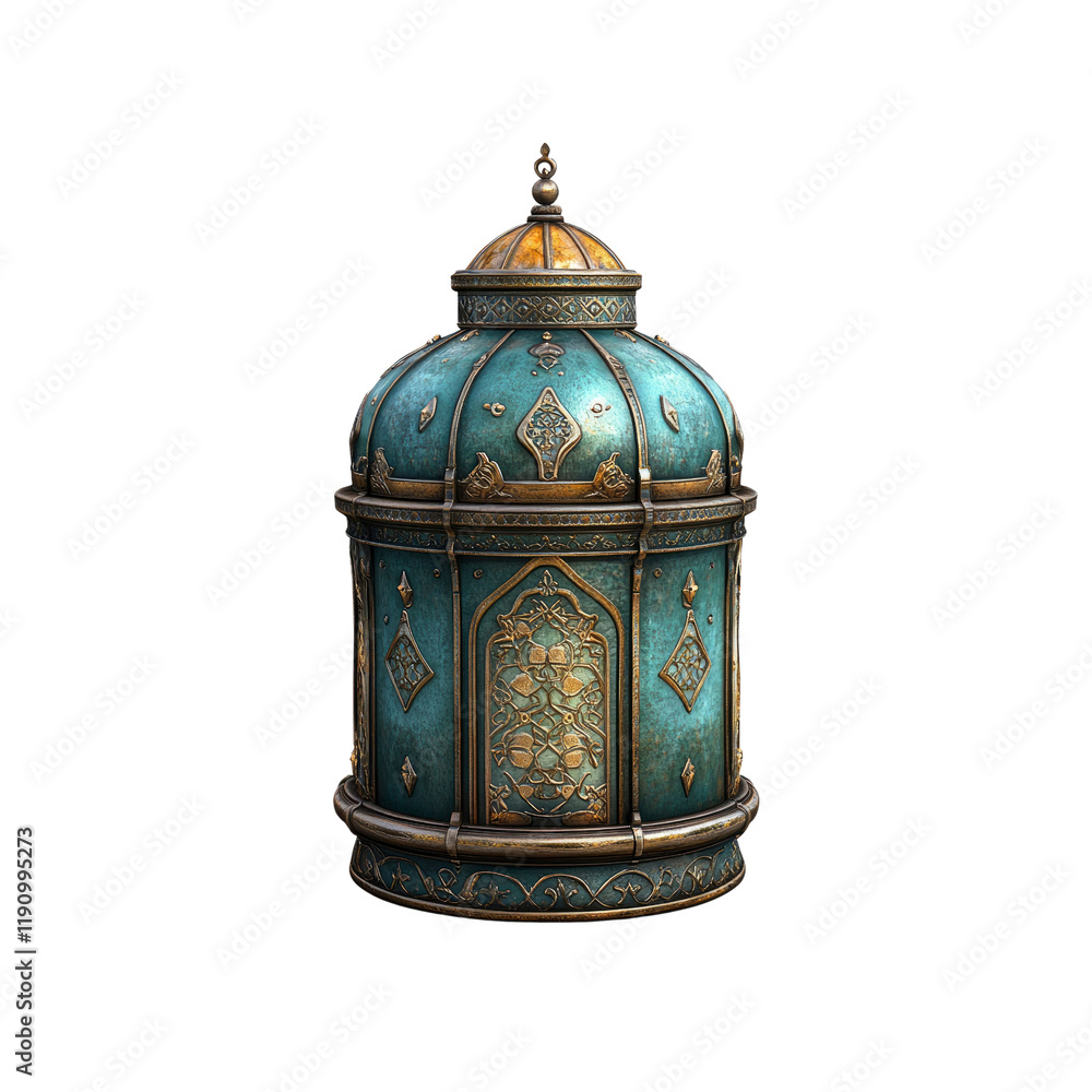 Ornate Teal and Gold Decorative Container, Antique Style, Eastern Design Ornate Teal and Gold Decorative Container, Antique Style, Eastern Design