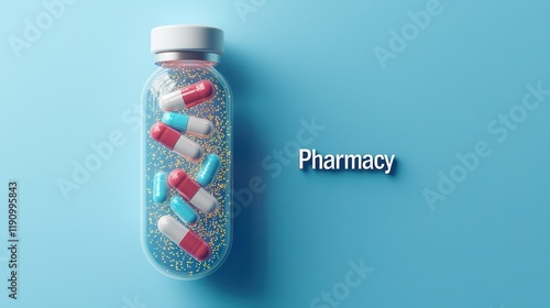 Glowing Transparent Capsules in a Bottle