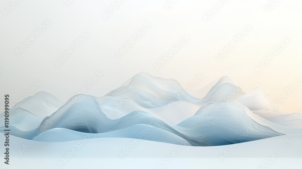 Abstract Landscape Rendering with Soft Curves and Smooth Textures in Tranquil Color Palette Abstract Landscape Rendering with Soft Curves and Smooth Textures in Tranquil Color Palette