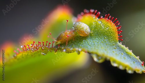Wallpaper Mural Macro shot of sticky Sundew leaves with vibrant red-tipped hairs catching insects Torontodigital.ca