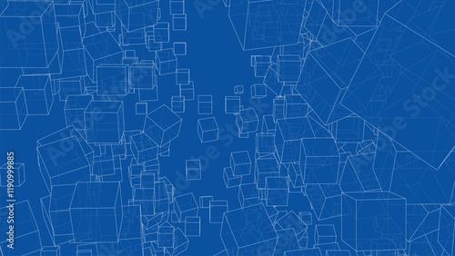 Wireframe Boxes. Sketch style