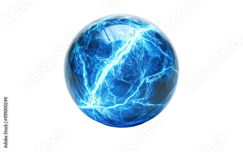 Blue electricity ball on transparent or white background,png photo