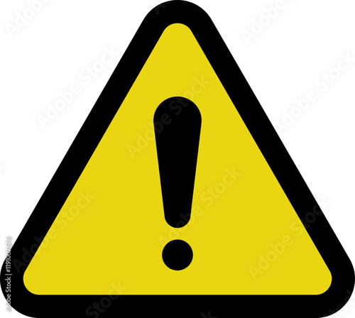 Attention mark, exclamation mark and triangle, yellow and black