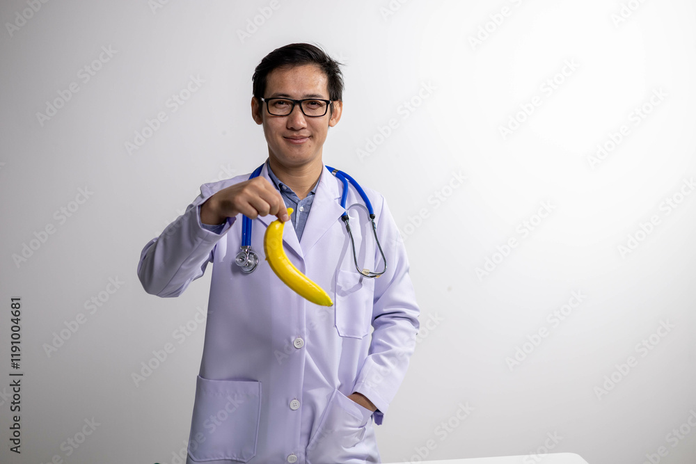 Young Asian Nutritionist, Health Doctor, Fruit, Weight Loss Young Asian Nutritionist, Health Doctor, Fruit, Weight Loss