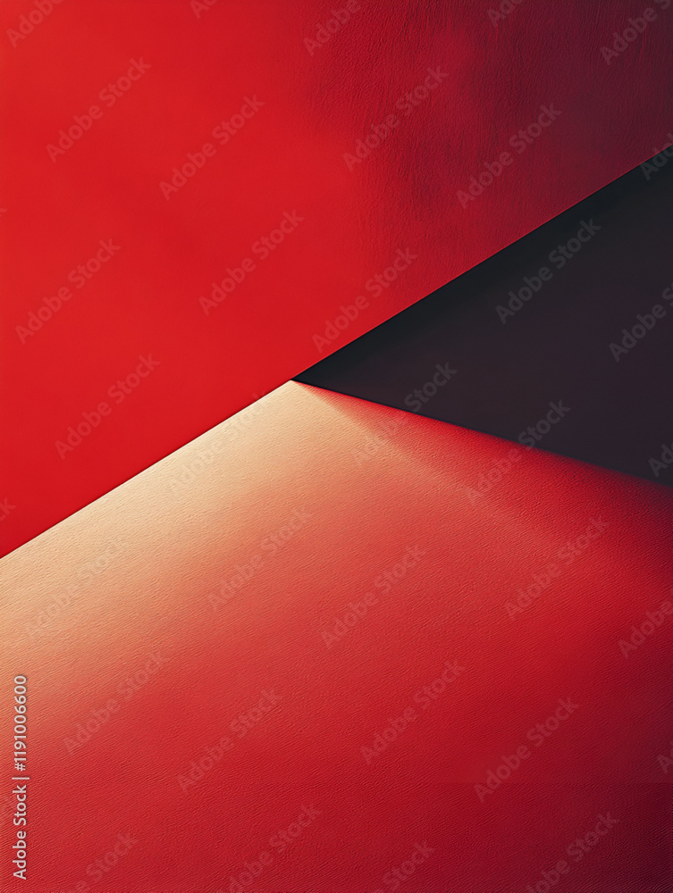 Obraz premium Red and Black Geometric Shapes: An abstract and minimalist composition showcasing the intersection of bold red and black shapes, creating a dynamic interplay of light and shadow.