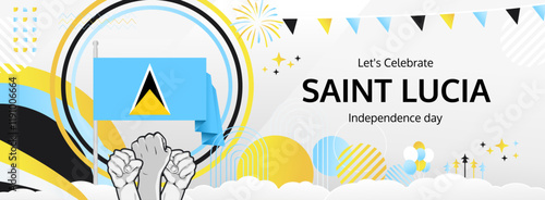 Wallpaper Mural Saint Lucia Independence Day greeting banner. 22 February Happy Saint Lucia National Day. Holidays illustration in flag colors theme. Great for event like carnival, feast poster, culture and tourism Torontodigital.ca